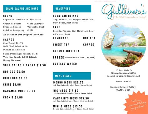 gullivers sidney menu  The menu is known for its three cuts of charbroiled prime rib, lobster mashed